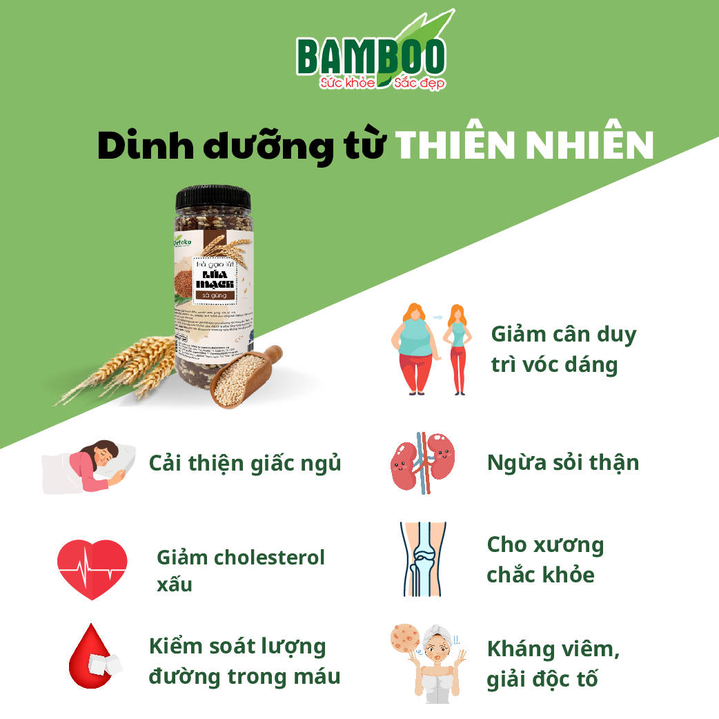 Trà lúa mạch sả gừng Bamboo hủ - 350g