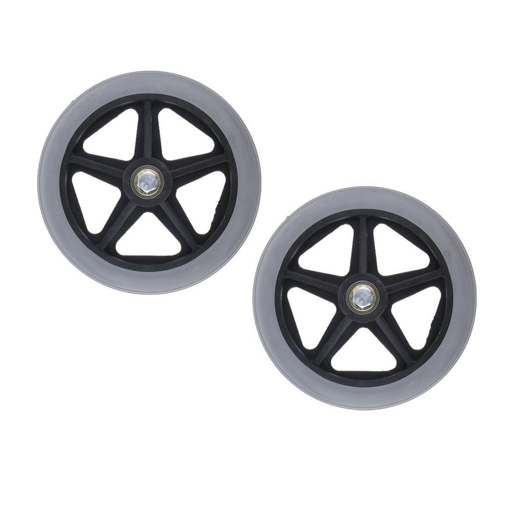 2-piece Wheelchair Steering Wheels Solid Tire Front Wheel for Wheelchair Users 15.24 Cm / 6 "and 5/16" Bearings Wear-resistant And Non-slip