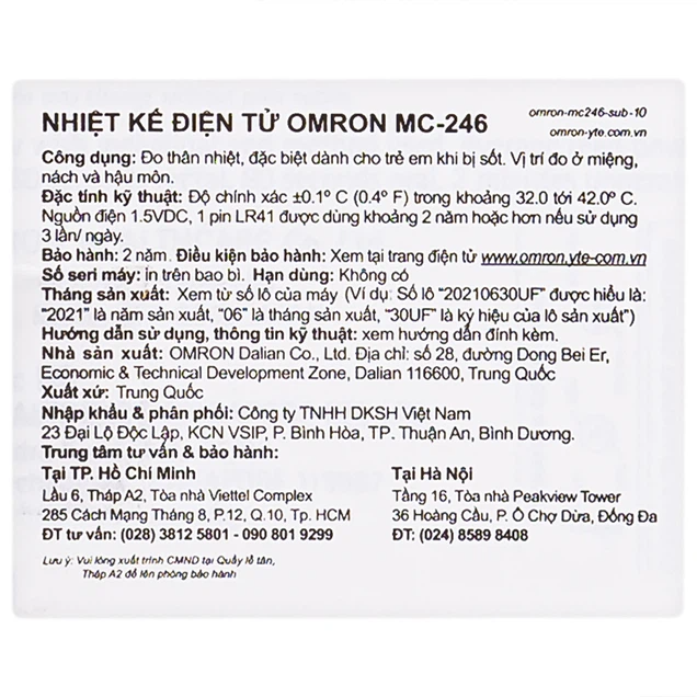 Nhiệt kế điện tử OMRON MC-246 đo thân nhiệt