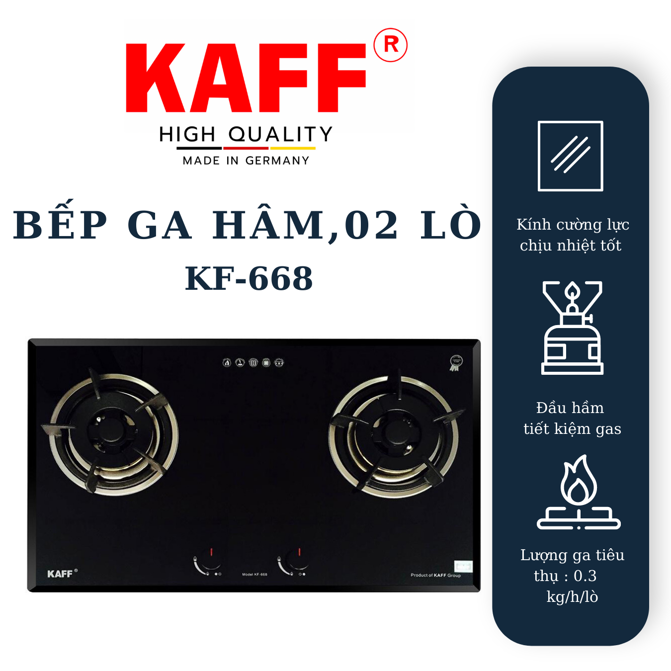 Bộ Bếp ga âm KAFF KF-668 bao gồm: Bếp ga + chảo chống dính cao cấp + bộ van ga - Hàng chính hãng