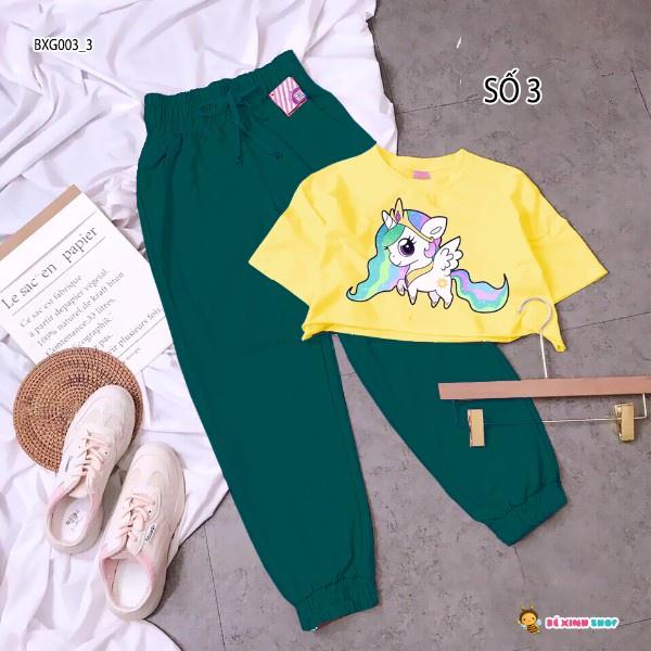 Set áo croptop quần jogger thể thao cho bé gái đi chơi