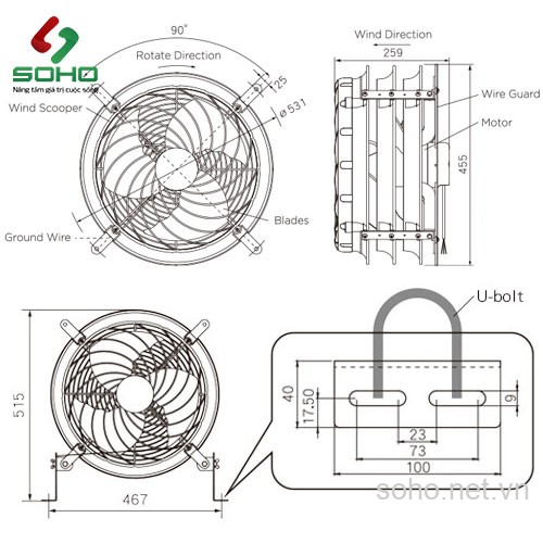 QUẠT ĐIỆN LÀM MÁT - TỐC ĐỘ CAO ALASKA ITA-14L - Hàng chính hãng