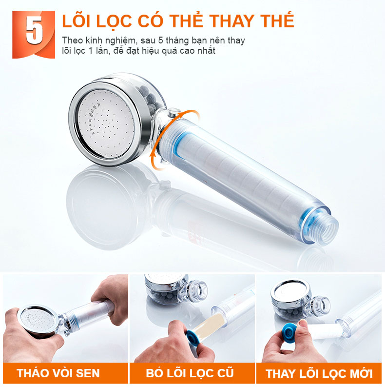 Đầu Vòi Sen Tắm Tăng Áp Lực + Lọc Nước YC.300