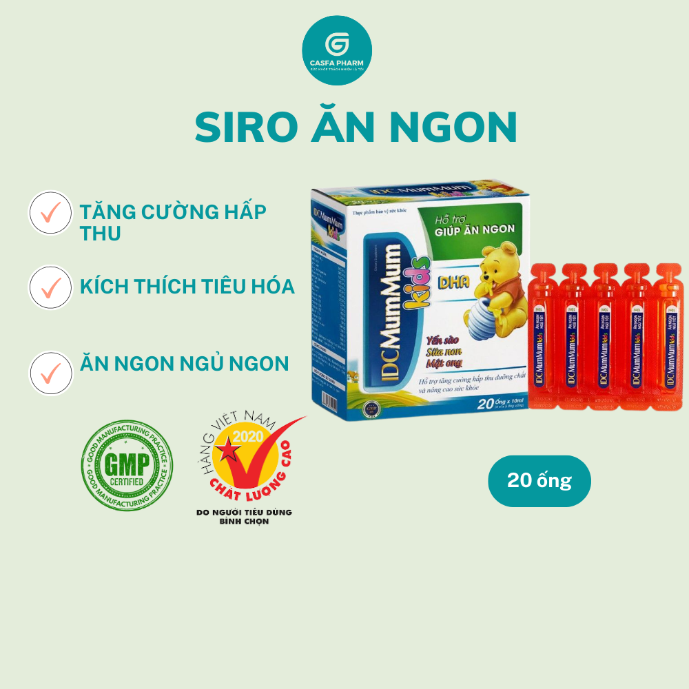 Siro ăn ngon IDC Mum Mum siro ăn ngon ngủ ngon tiêu hóa siro giúp bé ăn ngon nhập khẩu Mỹ hộp 20 ống