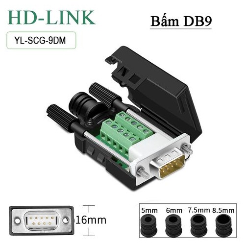 Đầu bấm DB9 RS232 Male-Female HD-Link YL-SCG-09DM/F. HÀNG CHÍNH HÃNG