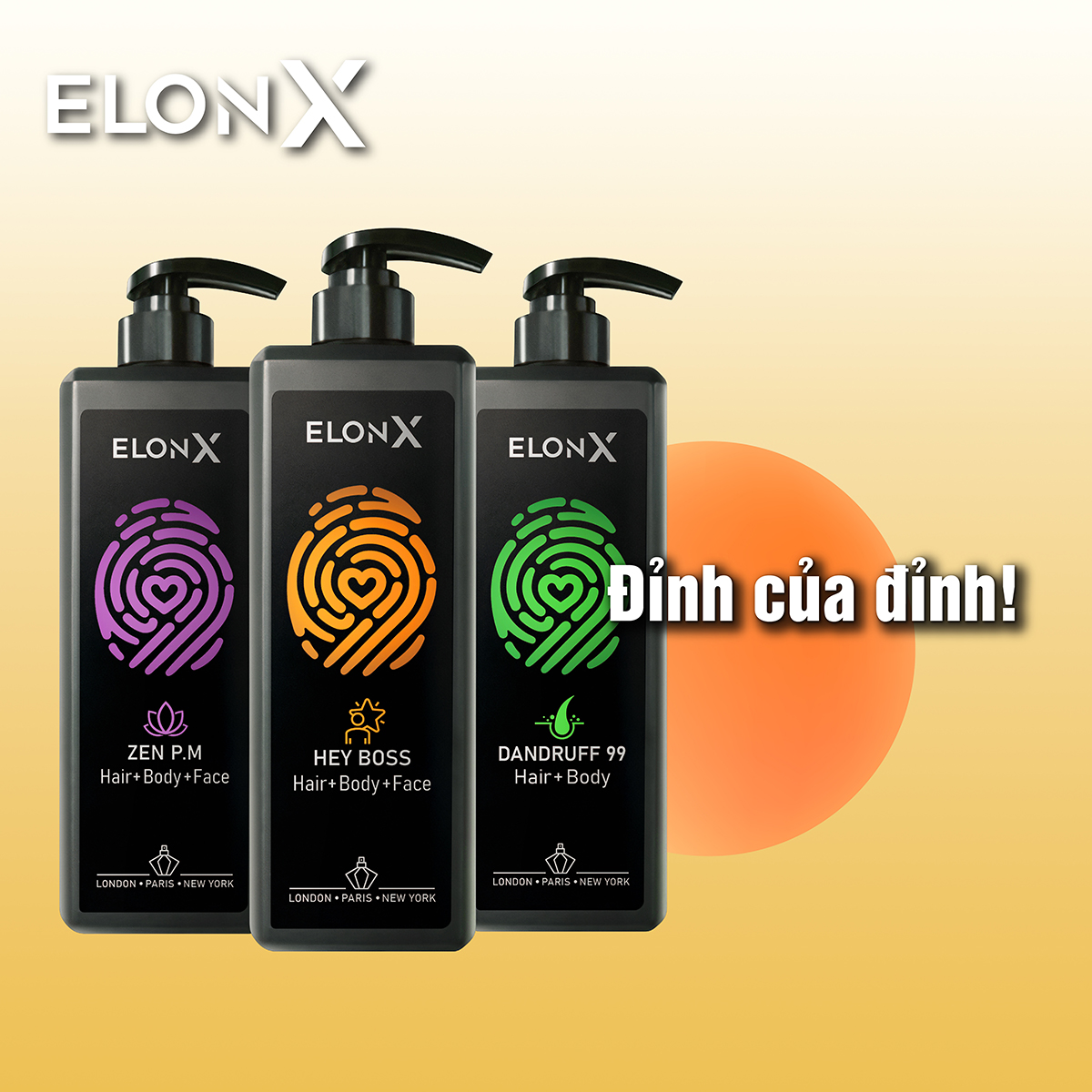 Combo 2 dầu gội ElonX dầu gội 3 in 1 nam dầu gội hương nước hoa bộ dầu gội nam sữa tắm gội (680gr x 2) (sáng tối)