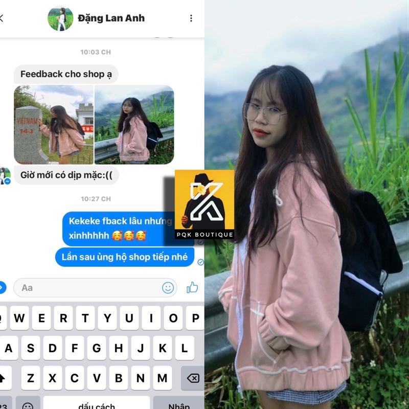 Áo Khoác Nỉ TRƠN TAY PHỒNG, Dáng Rộng Viền Trắng Ulzzang STYLE HÀN QUỐC