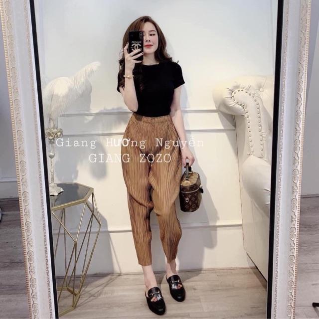Quần bom lụa xếp ly quảng châu siêu nhẹ siêu mát