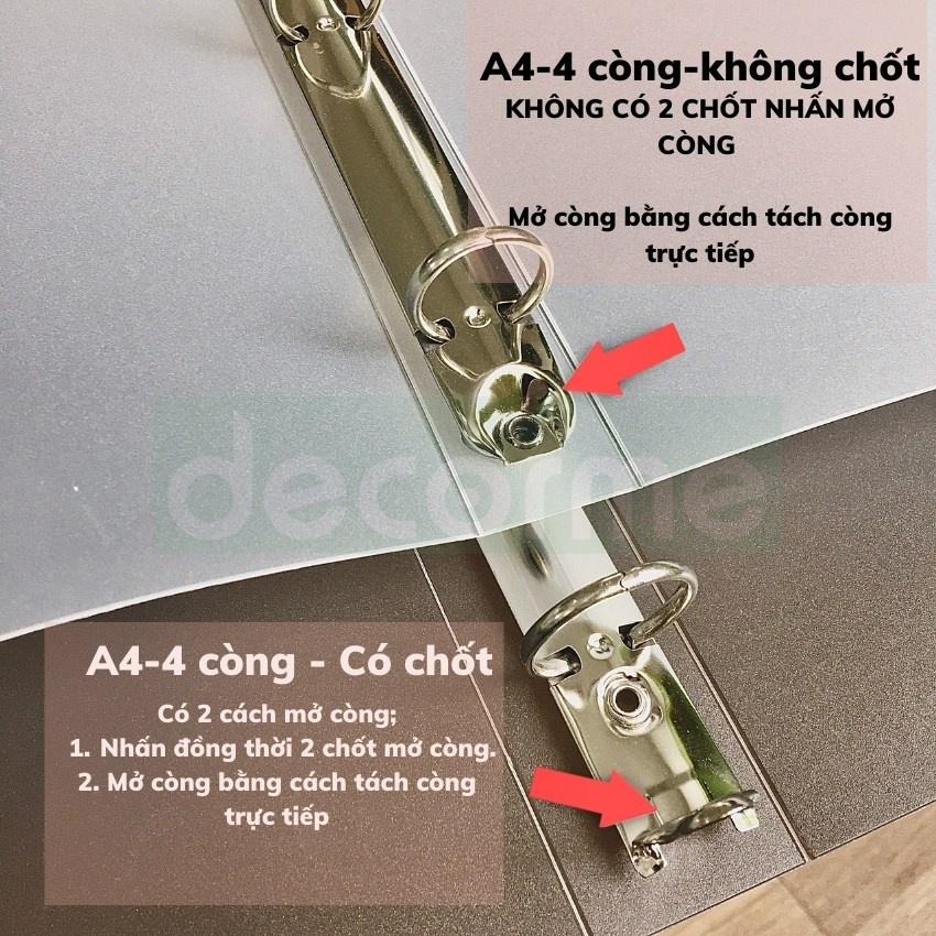 Sổ còng A4 4 còng DecorMe binder bìa sổ còng giấy refill A4 4 lỗ phụ kiện vpp