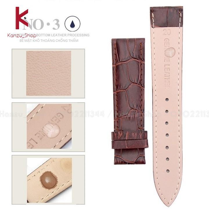 Dây Đồng Hồ Da Khóa Bướm Bạc - Dây Da Đồng Hồ 16mm 17mm 18mm 19mm 20mm 21mm 22mm