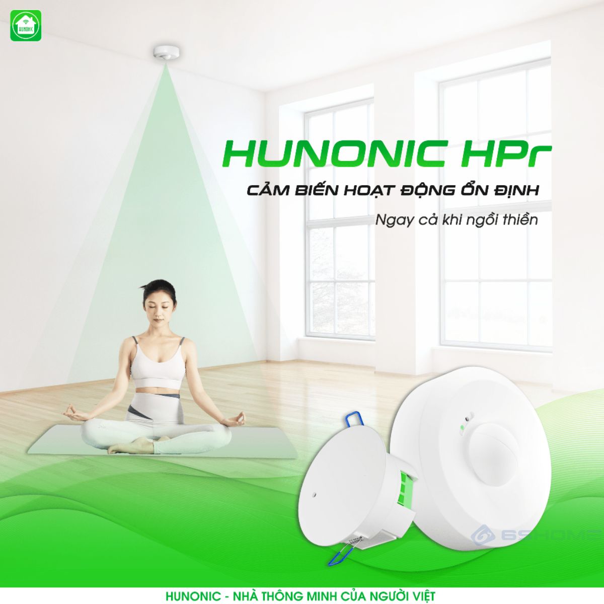 Cảm Biến Hiện Diện Ốp Trần, Âm Trần WiFi Hunonic HPR, Cảm Biến Hơi Thở, Phát Hiện Chính Xác Người, Bật Tắt Đèn Tự Động