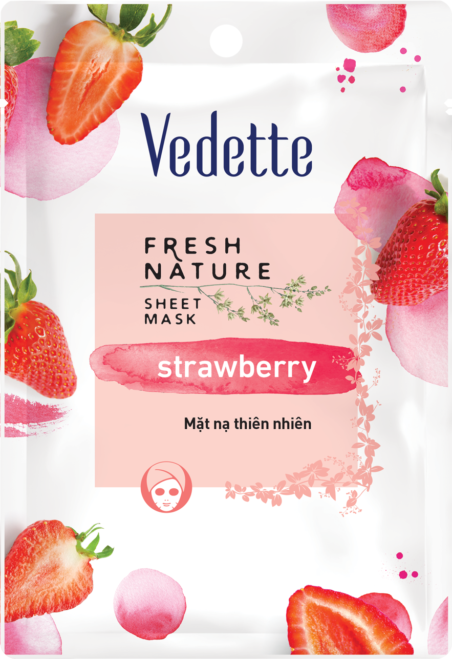 Mặt nạ giấy dâu tây Vedette Fresh Fruit Facial Mask Strawberry 22ml