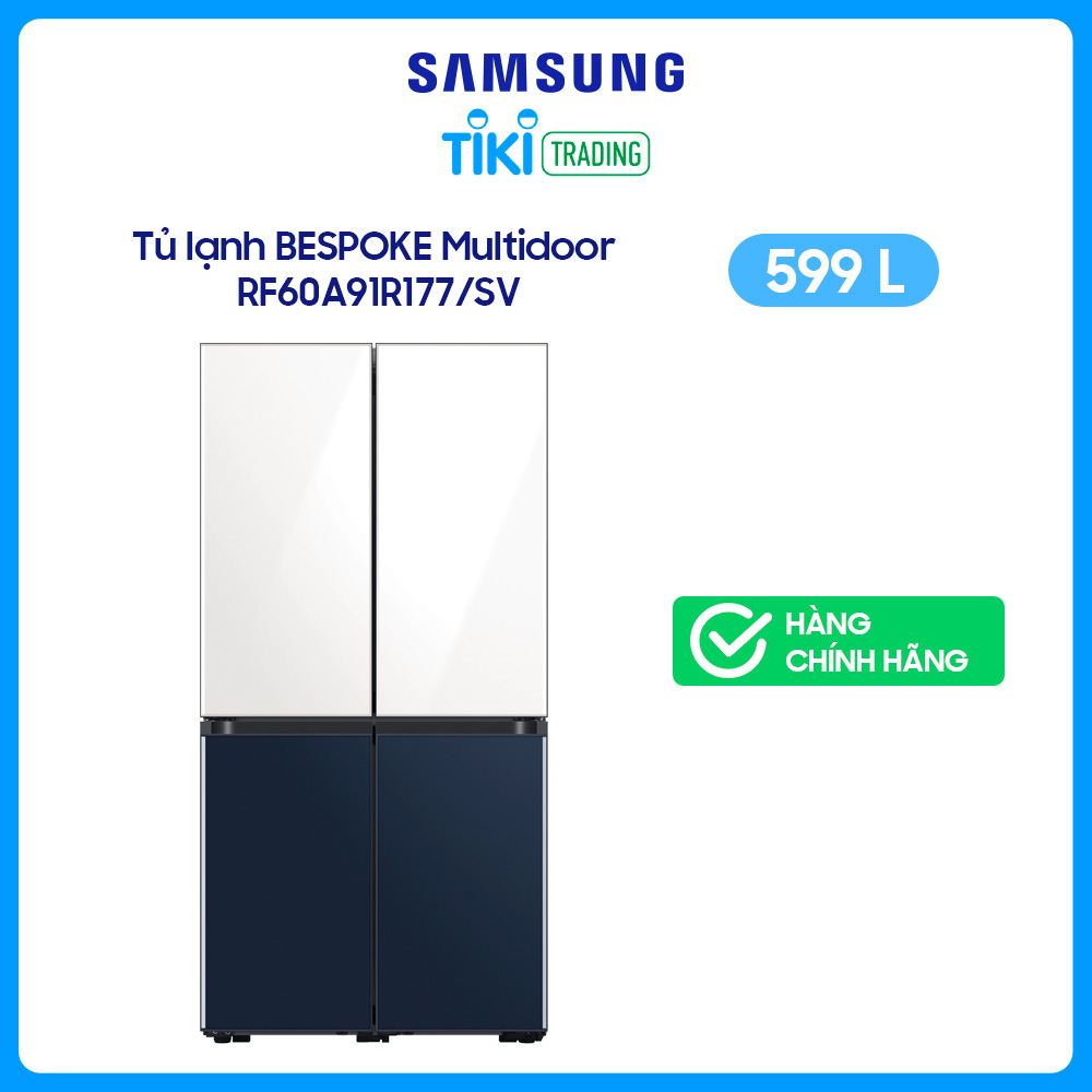 Tủ lạnh BESPOKE Multidoor Samsung Inverter 599L RF60A91R177/SV (Trắng/Xanh Navy) chỉ giao kv HN