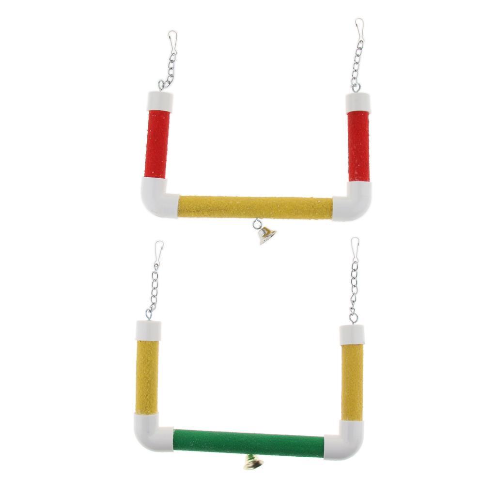 Pet Bird Parrot Cage Hanging Stand Wood Swing