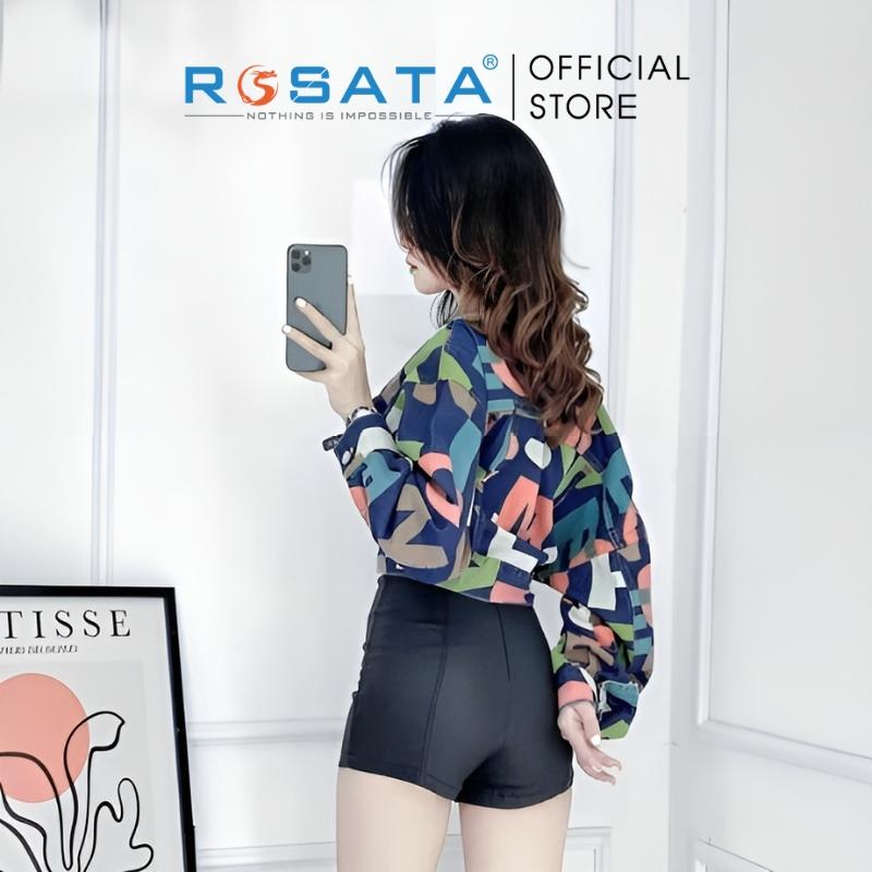 Áo khoác nữ ROSATA K26 sơ mi croptop khoác ngoài tay dài cotton cao cấp freesize xuất xứ Việt Nam