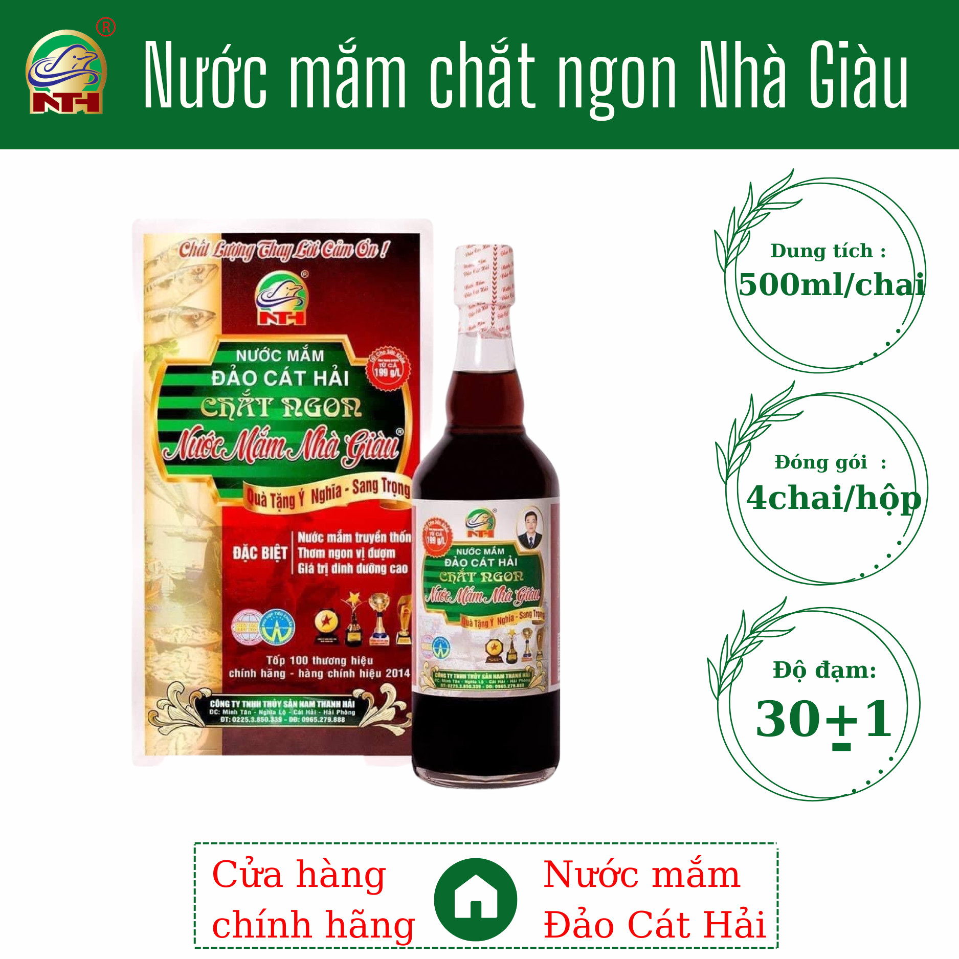 Nước mắm Chắt ngon Nhà Giàu độ đạm cao ,dung tích 500ml/chai