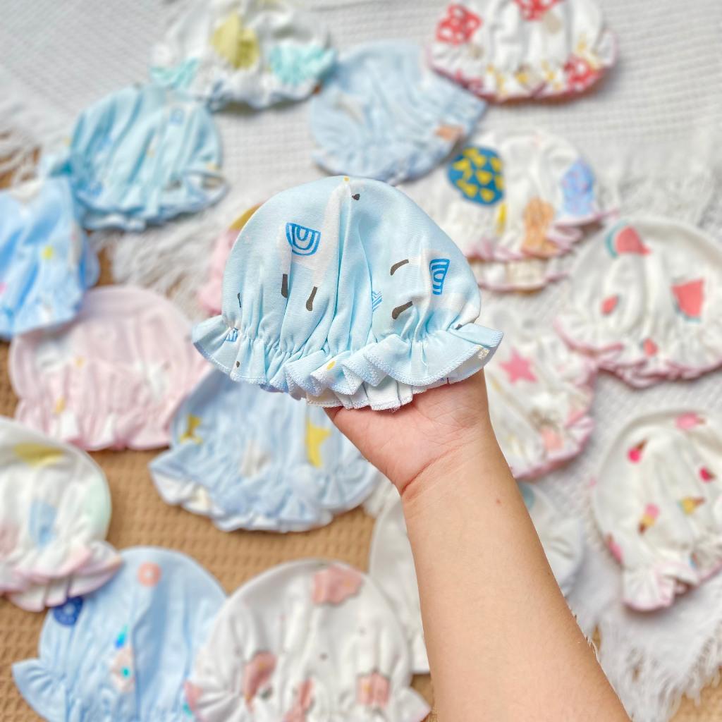 (0-3m) Mũ / Nón Bèo Chất Cotton Dễ Thương Cho Bé Gái Sơ Sinh