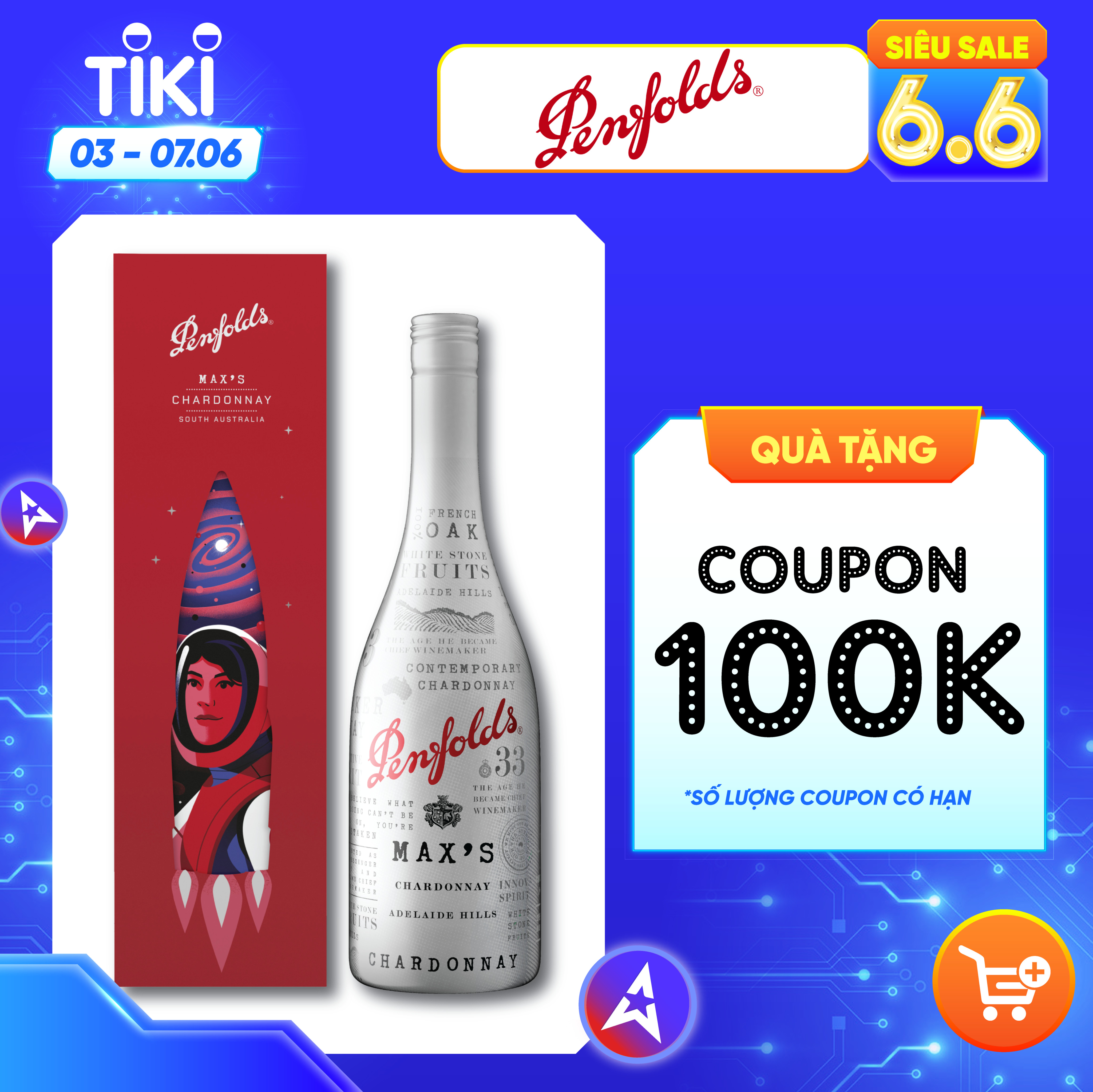 Rượu vang Úc Penfolds Max's Chardonnay (750ML 13%) - Hộp quà phiên bản giới hạn