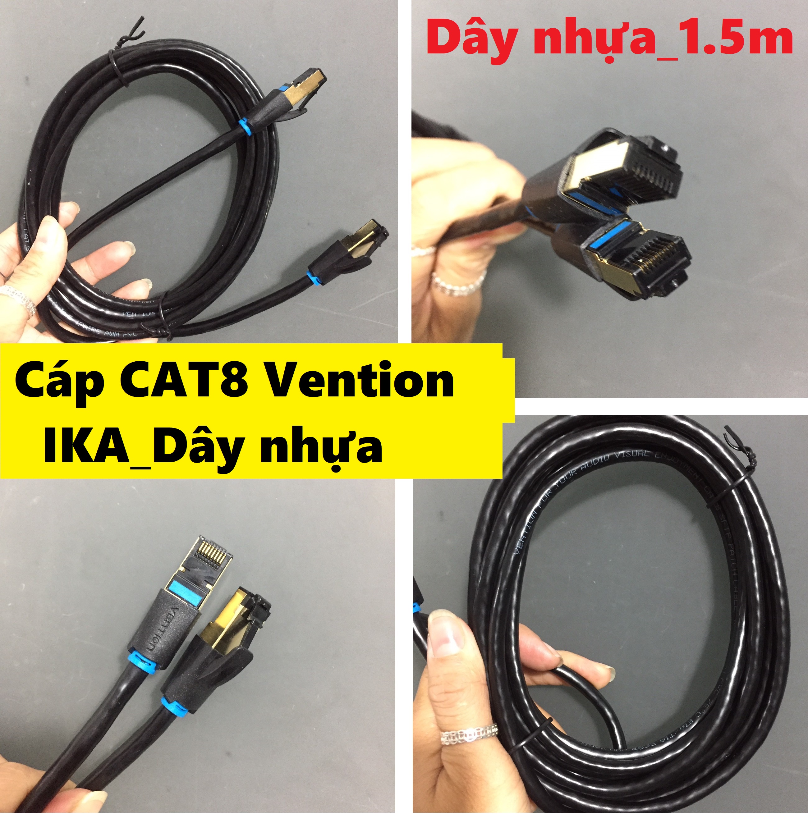 Dây cáp mạng LAN CAT8 SFTP dây dù Vention Series IKG /  IKA (1/2/3/5/8/10 mét)_ Hàng chính hãng