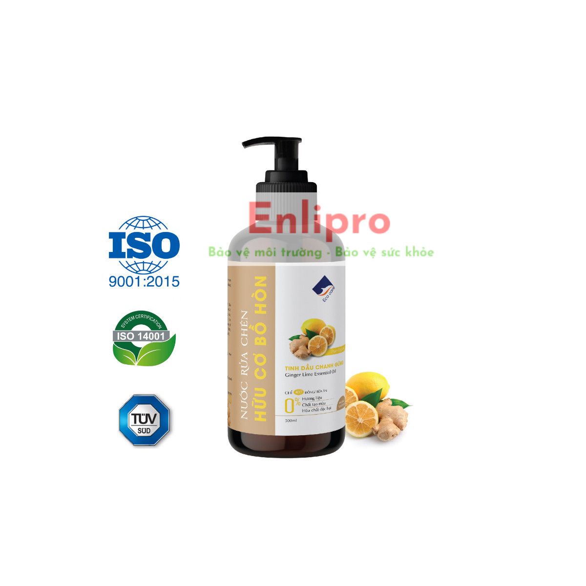 Ecocare - Nước rửa chén hữu cơ tinh dầu gừng - 500ml