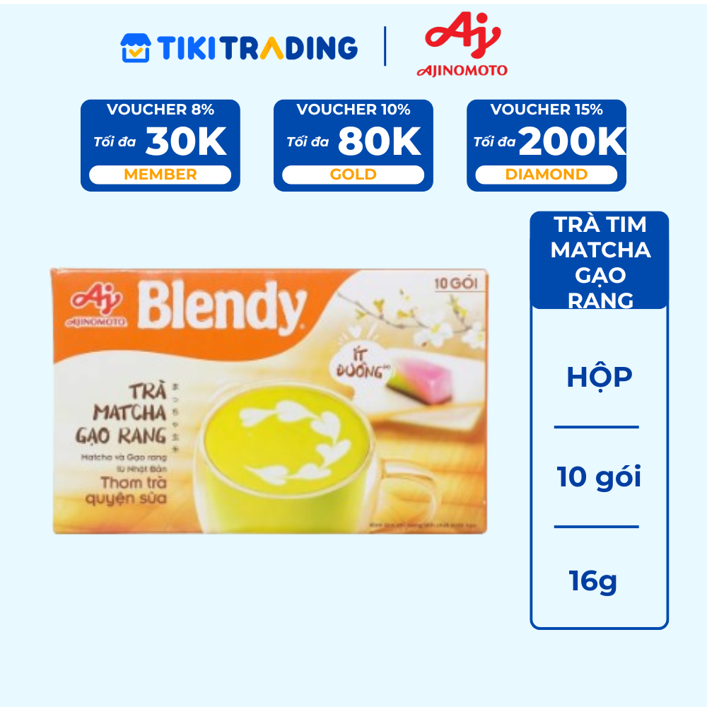 Trà Sữa Blendy Matcha Gạo Rang Hộp 10 Gói 16G