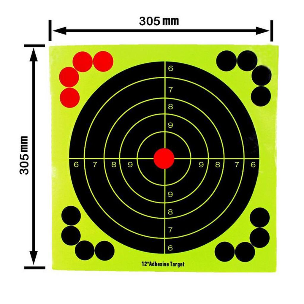 10 Sheets 12x12inch Splatter Self Adhesive Targets - Bright Fluorescent Yellow - Great for Outdoor Target Hunting Accessories