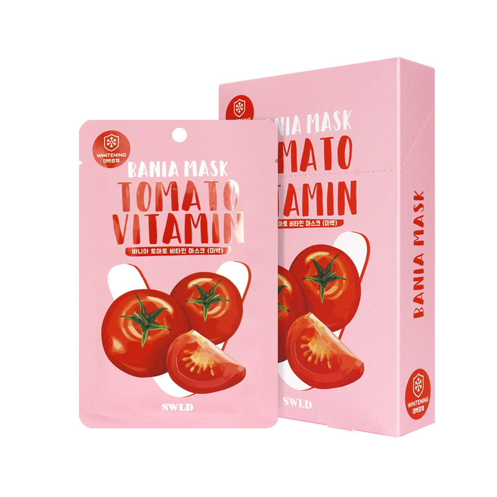 Mặt nạ dưỡng da chiết xuất cà chua SWLD Bania Mask Tomato Vitamin - Hộp 10 miếng