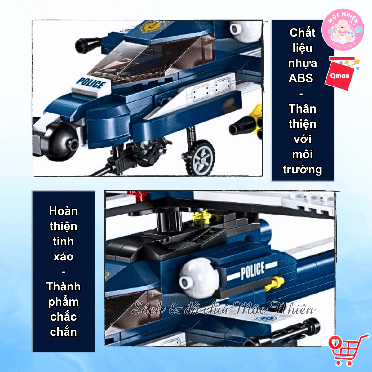 Đồ chơi lắp ráp, xếp hình Qman 1801 - Trực thăng chiến đấu (381 mảnh ghép) - Dành cho bé trai từ 6 tuổi