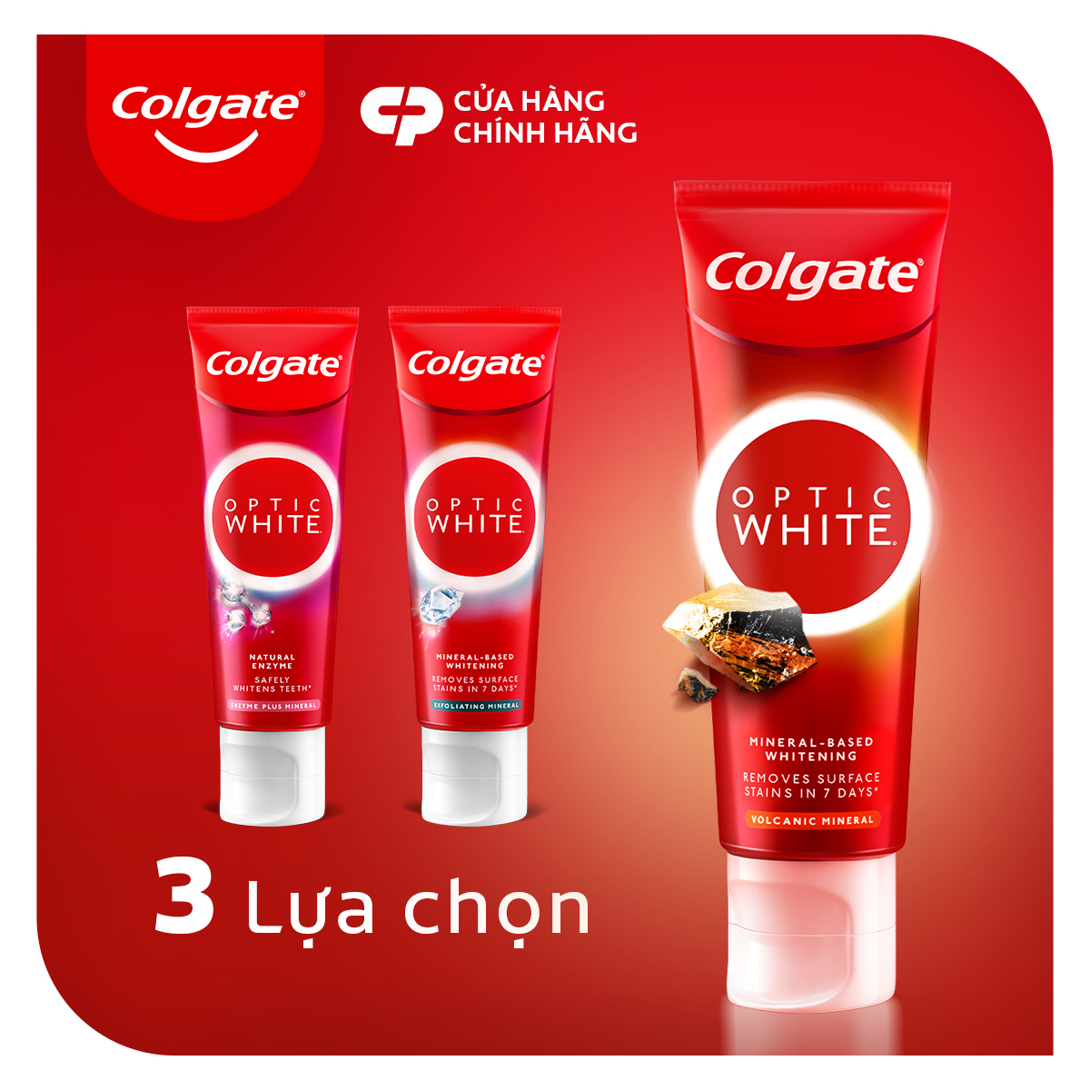 Bộ 6 kem đánh răng làm trắng sáng Colgate Optic White từ khoáng núi lửa Hàn Quốc 100g