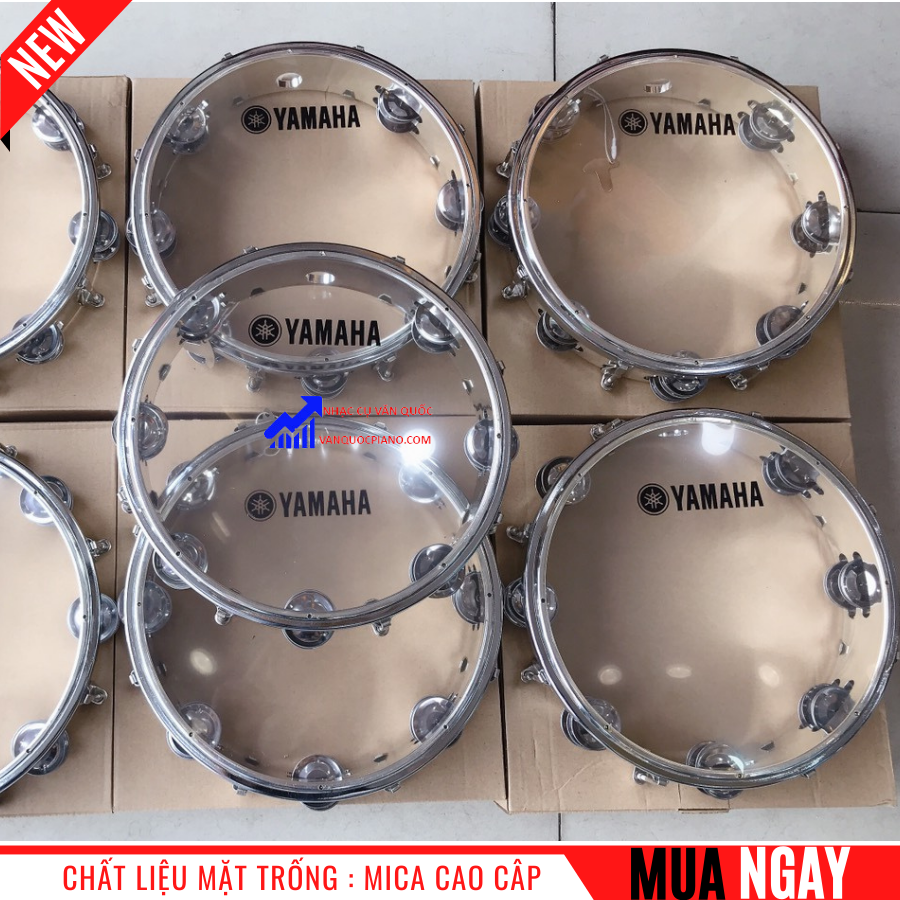 Trống Lắc Tay – Trống Gõ Bo – Tambourine Yamaha (Trắng đục)