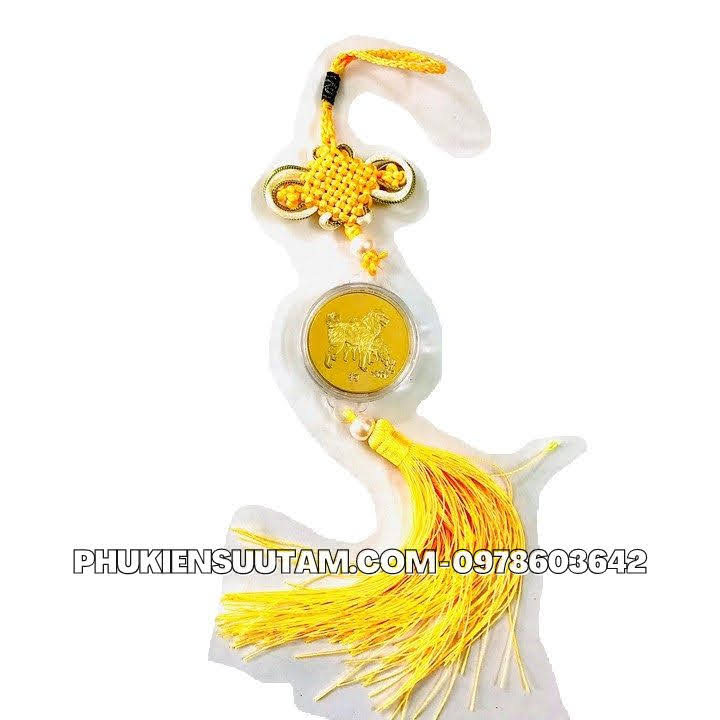 Dây Treo Xu 12 Con Giáp Tuổi Tuất, kích thước: 33cmx4.5cm, màu vàng - SP005852
