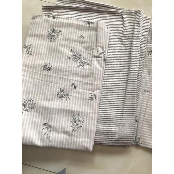 Set Chăn Ga Gối Cotton Living 100%cotton Hàng Nhập Khẩu Cao Cấp 4 Món Hoa Nhí Trắng Vintage