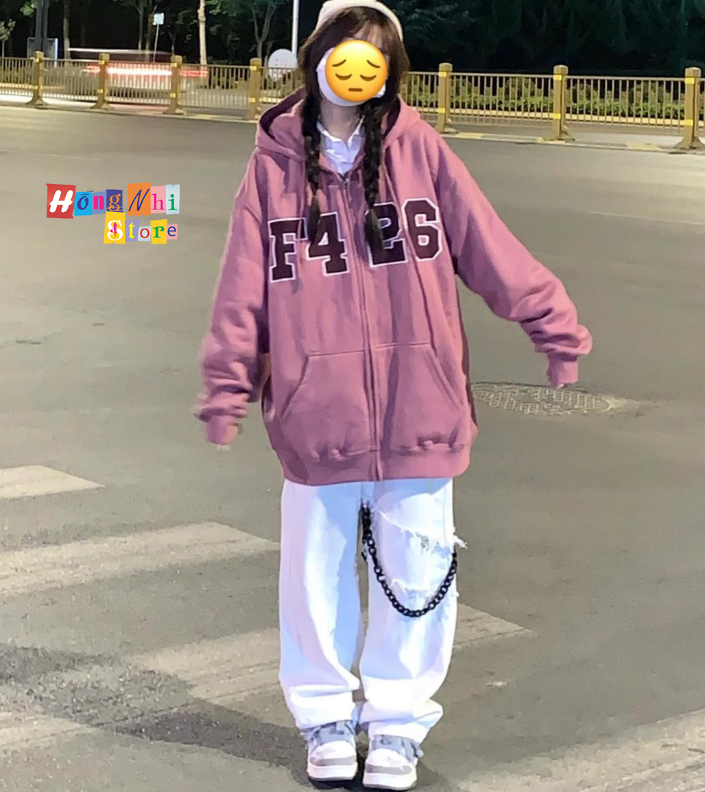 Áo Khoác Hoodie Zip Nỉ F426 Tay Phồng Dây Kéo Dáng Rộng Nam Nữ Oversize Ulzzang Unisex - MM