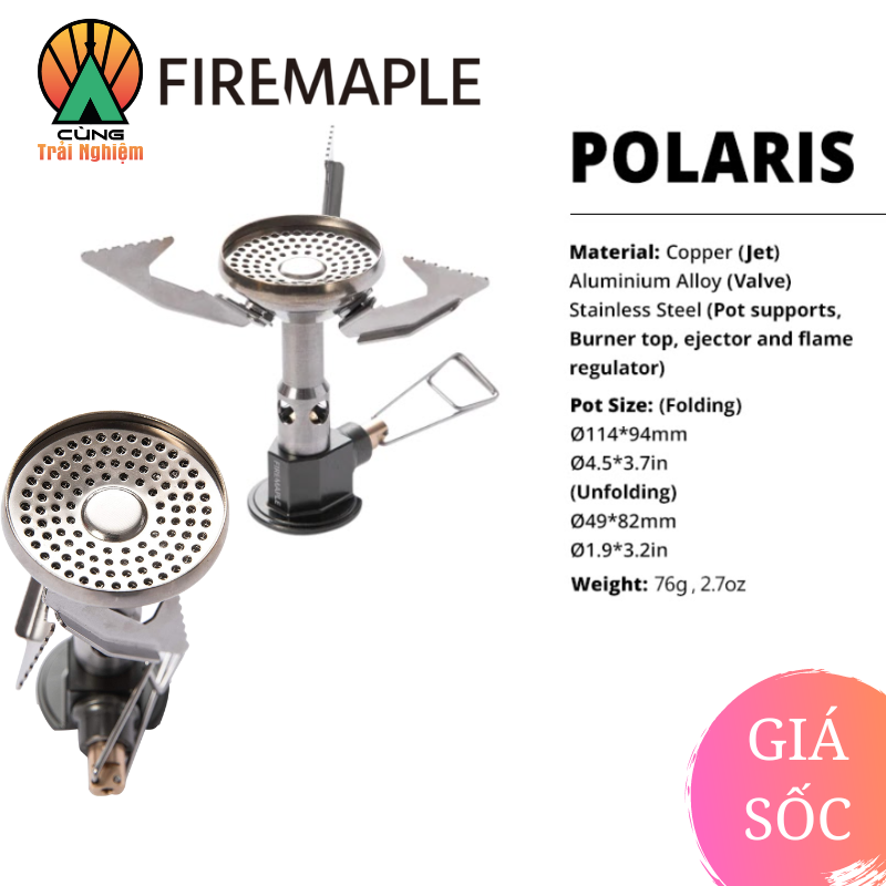 Bếp Gas Điều Áp Mini FMS-Pol02 Fire Maple Polaris Nhỏ Gọn Chuyên Dụng Cho Du Lịch, Dã Ngoại Cắm Trại