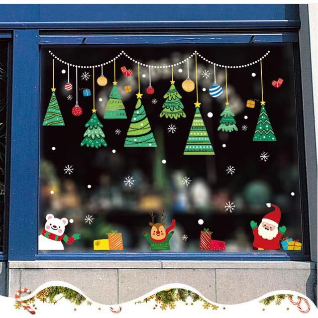 Decal trang trí Noel - Rèm Dây Cấy Thông Xanh