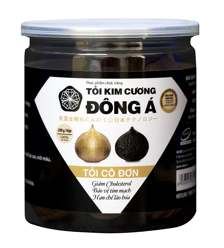 Tỏi Đen Cô Đơn - Combo 4 Hộp Tỏi Kim Cương Đông Á 200g - SX theo công nghệ Nhật Bản, hỗ trợ tốt cho sức khỏe - Kiểm nghiệm chất lượng bởi Bộ Y Tế, Intertek