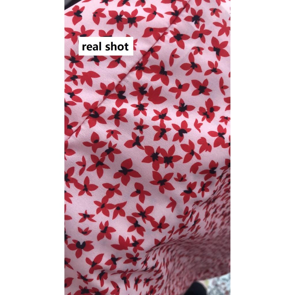 Đầm Tay Ngắn Cổ Tròn Hoạ Tiết Hoa Thiết Kế Thanh Lịch