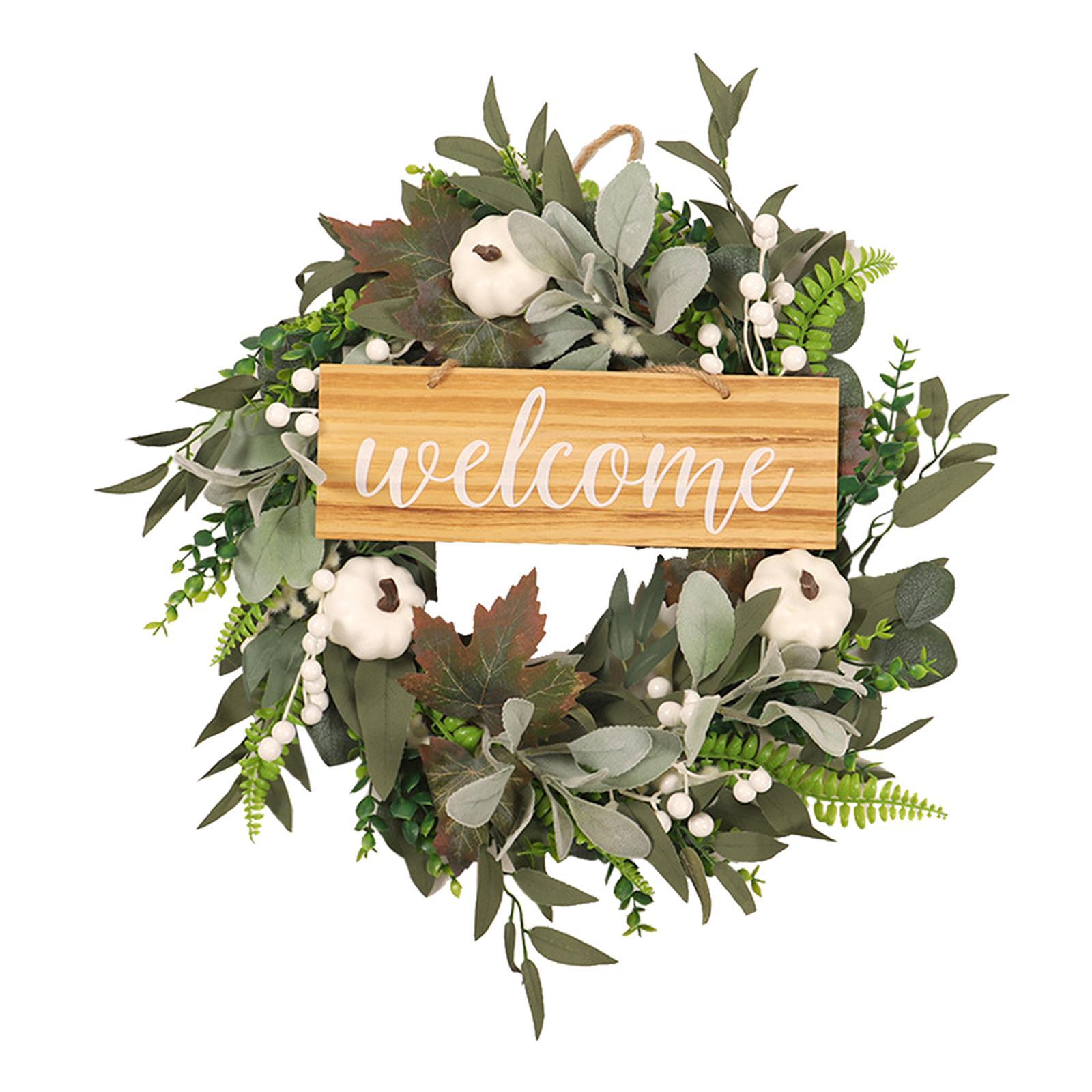 Artificial Wreath Decorative Large Green Wreath for Front Door Patio Window