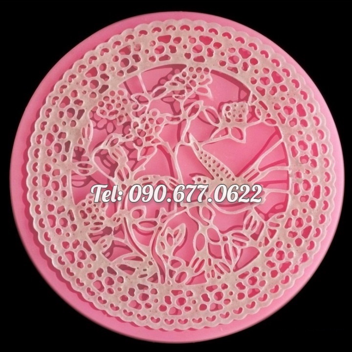 Khuôn silicone làm bánh, rau câu, fondant hoa văn nền bánh chim bồ câu loại 13 cm - Mã số 1621