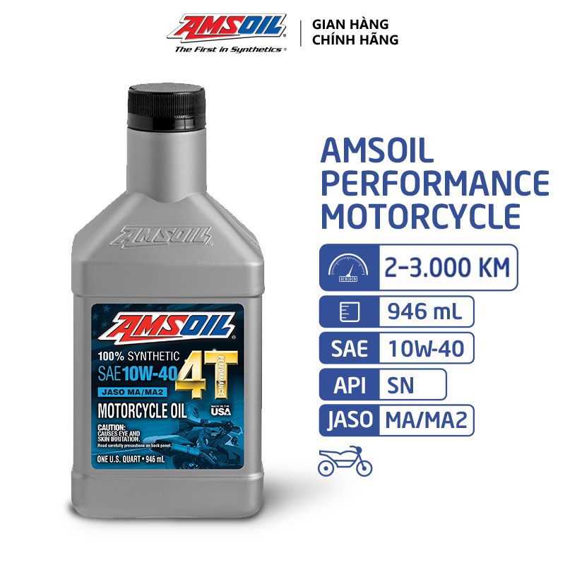 [HÀNG MỸ] Nhớt Amsoil 4T Performance 10W40 Xe PKL / Xe Số / Côn Tay Cao Cấp.