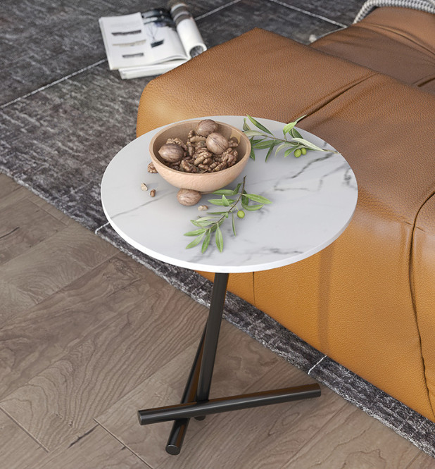 Táp Trà Cafe, Bàn Trà Uống Nước, Bàn Trà Sofa Mặt Đá Ceramic Cao Cấp BH 12 Tháng KT D40X50Cm