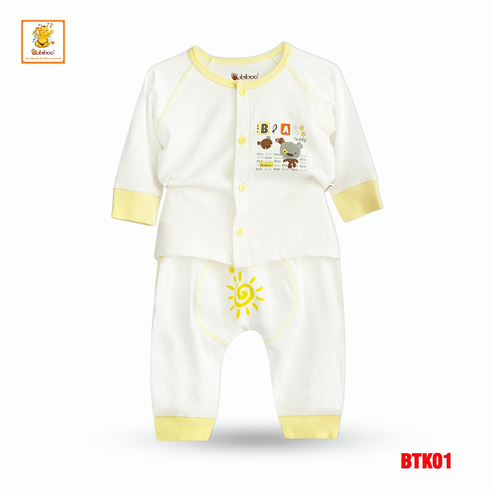 Đồ bộ bé trai BABIBOO quần áo sơ sinh dài vải cotton 4 chiều mềm mịn, mát BTK01