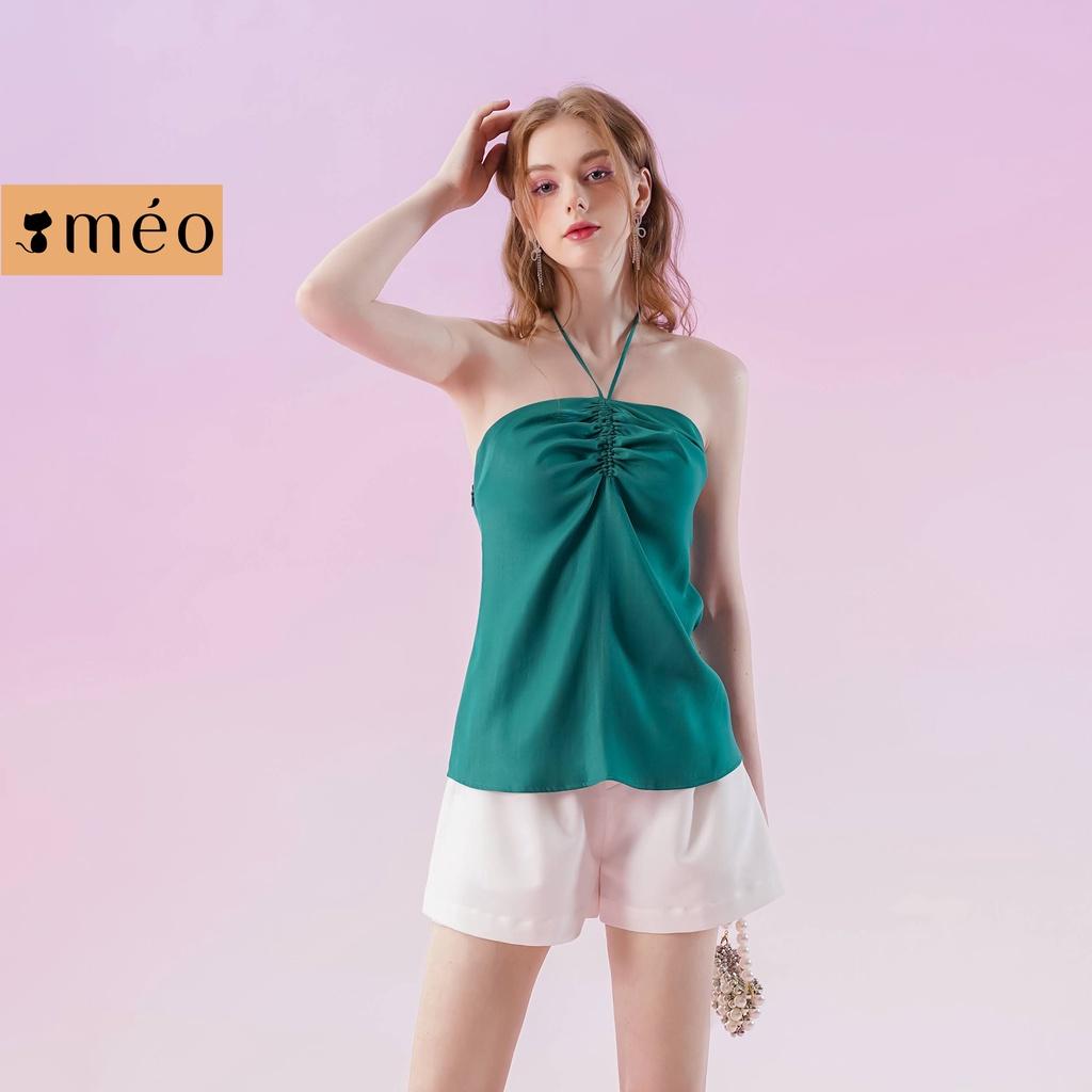 Áo kiểu nữ Méo shop vải lụa hai dây rút ngực phong cách Hàn Quốc Elener