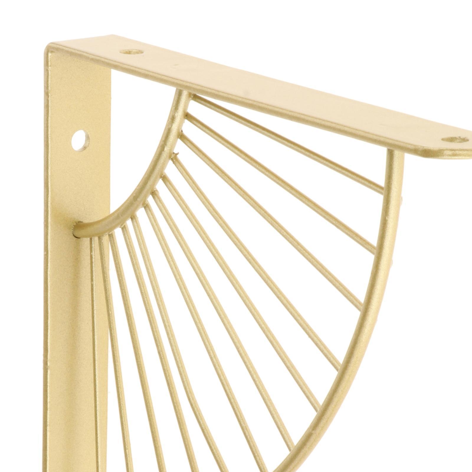 2X Shelf Bracket Decorative Fan-Shaped with Screws Home Bookshelf Golden 20cm