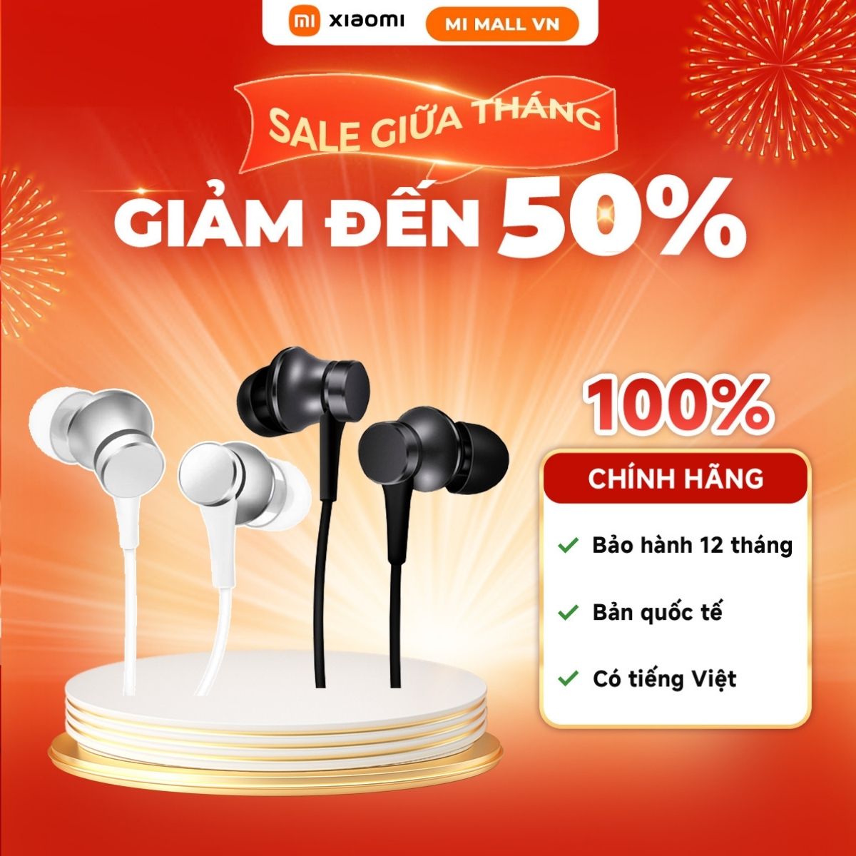 Tai Nghe Nhét Tai Xiaomi Mi In-Ear Headphones Basic (Black/Silver)_Hàng Nhập Khẩu