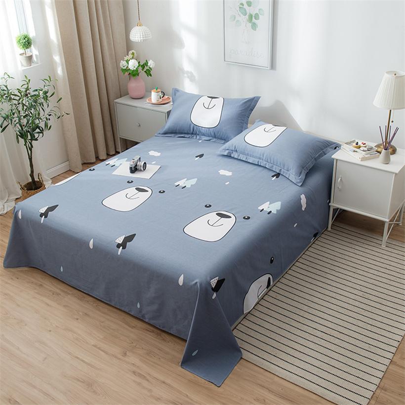 Nguyên Chất 100% Cotton Tấm Phẳng Hoạt Hình Thời Trang In Ga Giường Đơn Đôi Nữ Hoàng Vương Kích Thước Drap Giường Vỏ Gối