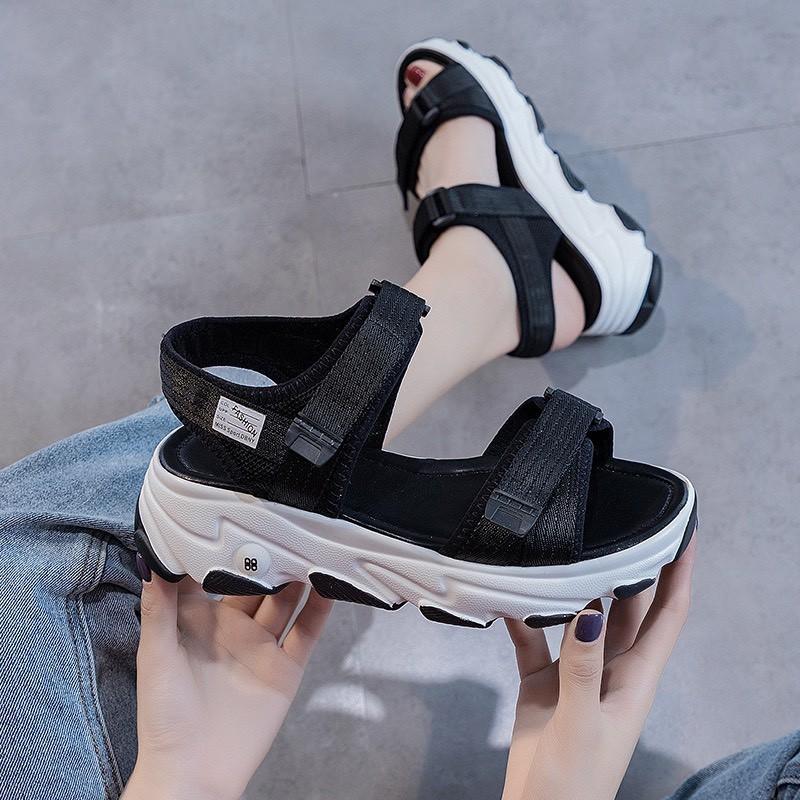 (3 Màu Video) Sandal Nữ 2 Quai Đế Màu 4cm , Dây Dù Cực Bền, Hot Trend Bán Chạy 2020