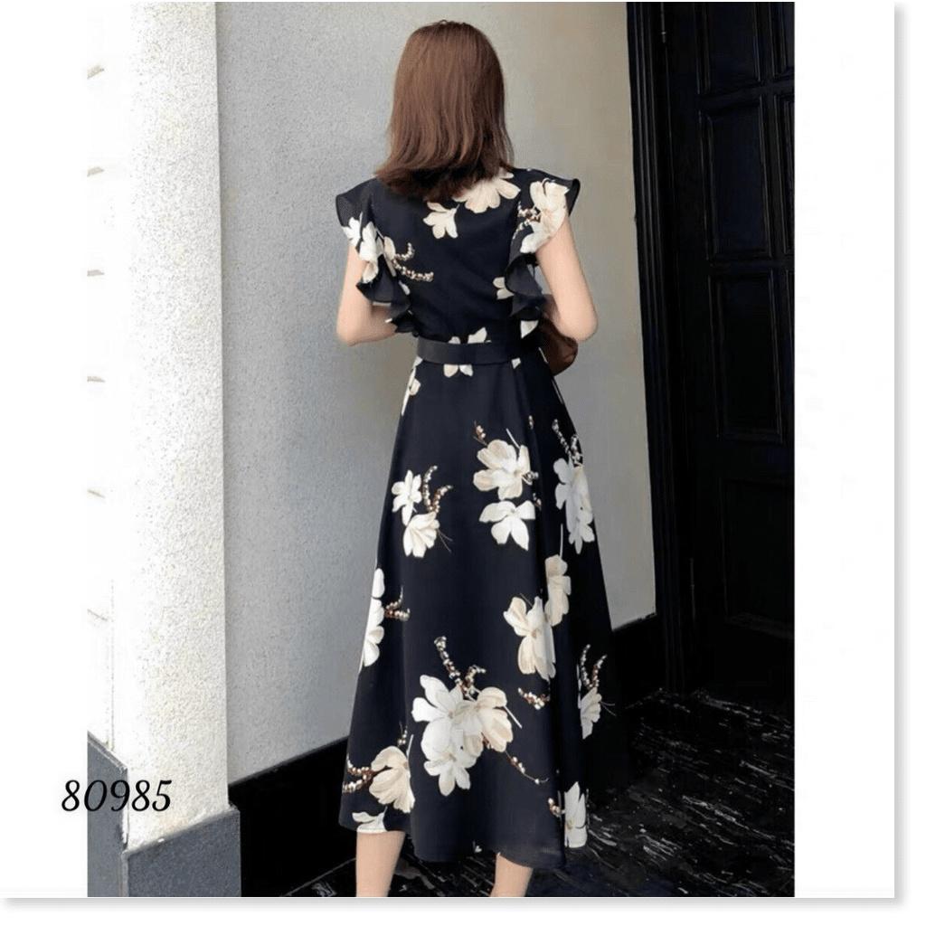 ĐẦM XÒE LỤA HOA KÈM DẬY LỤA HOA CỘT EO SIÊU ĐẸP DÀNH CHO CÁC QUÝ PHU NHÂN KME FASHION