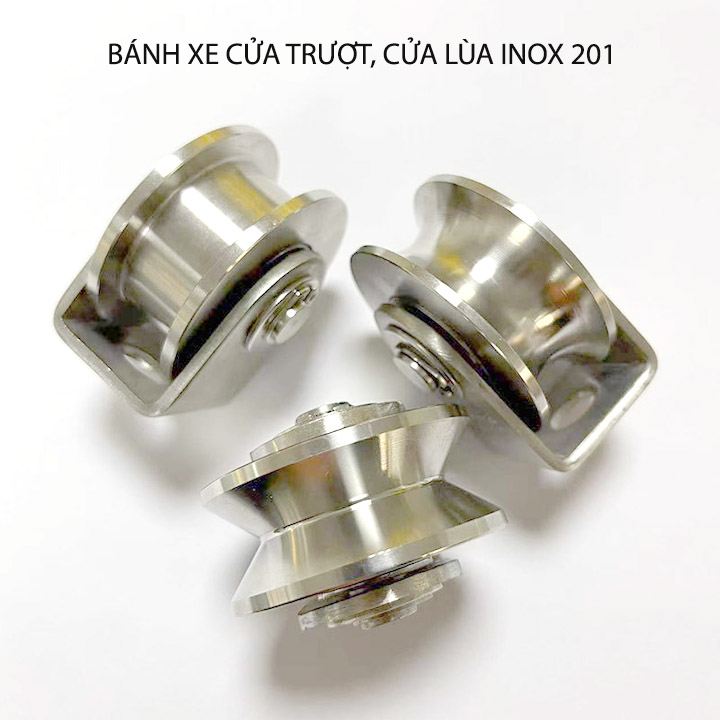 Bộ bánh xe cho cửa cổng trượt, cửa lùa bằng inox 201, loại 16x48mm, Hình U, V, H tùy chọn