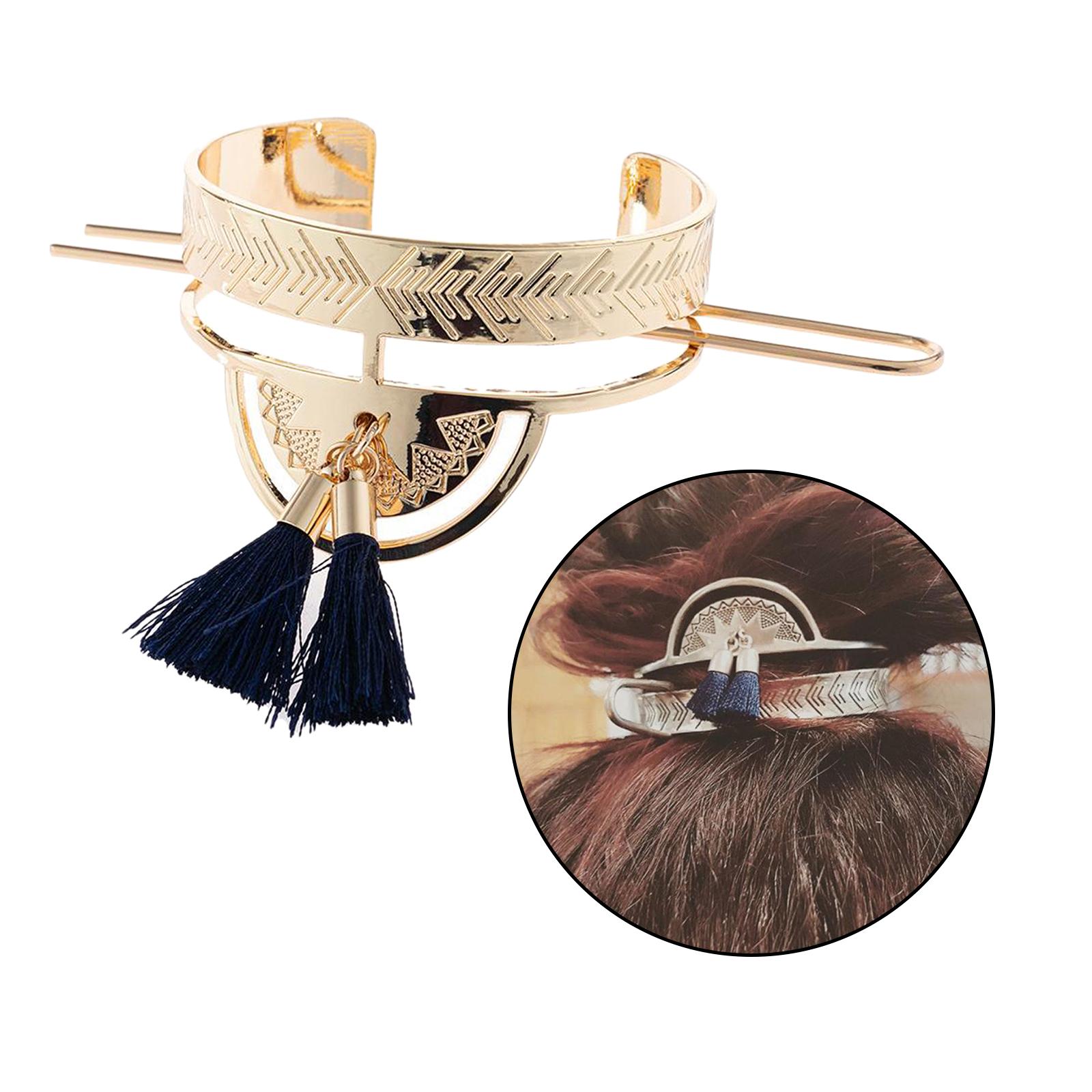 Metal Hair Stick Tassel Chopsticks  Hair Pins for Women Girl Gold